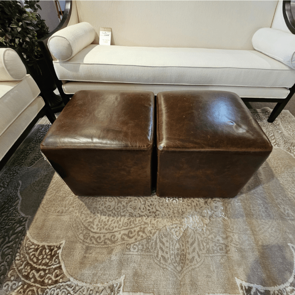Nord 100% Leather Cube Ottoman